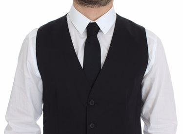 Blue Cotton Stretch Dress Vest Blazer